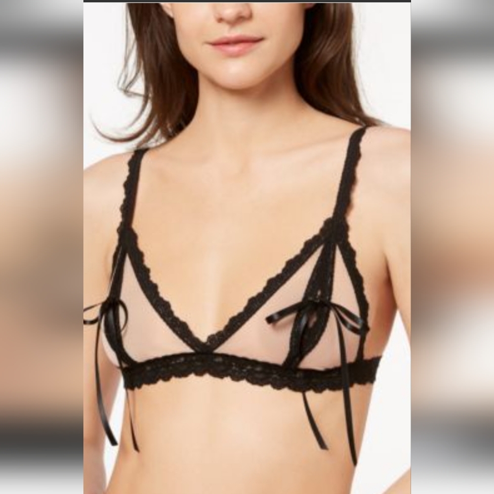 HANKY PANKY NUDE ILLUSION TIE BRALETTE / SZ:M